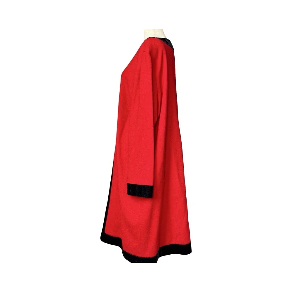Evan Picone Vtg 90s Does 60s Dress Plus Size 20W Red Holiday Wool Velvet USA - Picture 7 of 12